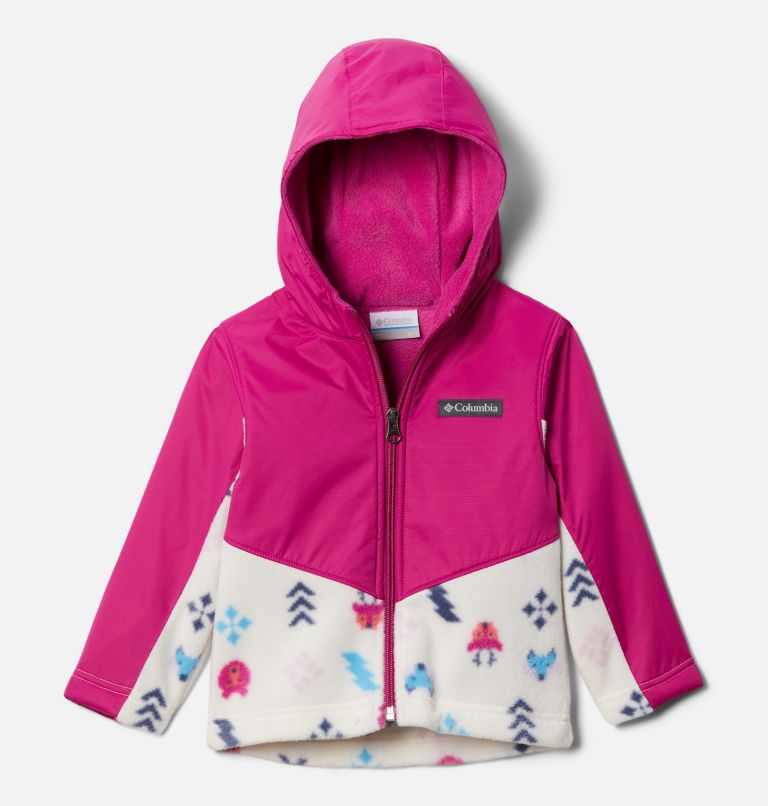Toddler Steens Mt Overlay Hoodie, Color: Chalk Woodlands, Wild Fuchsia, image 1