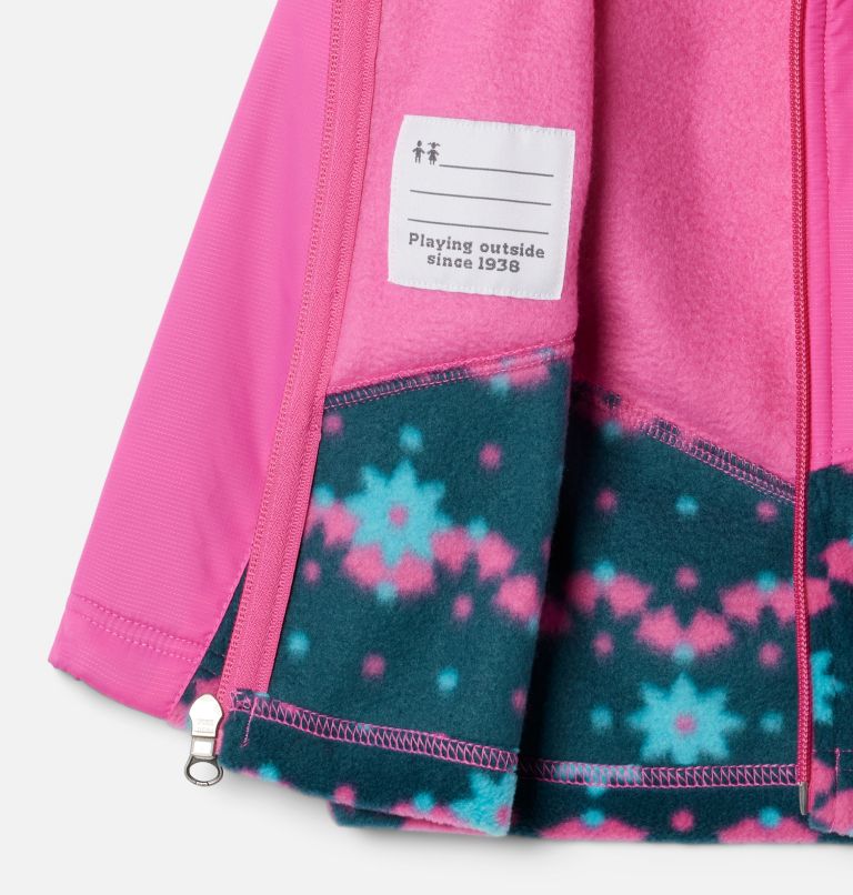 Toddler Steens Mt Overlay Hoodie, Color: Night Wave Daisy Dot, Pink Ice, image 3
