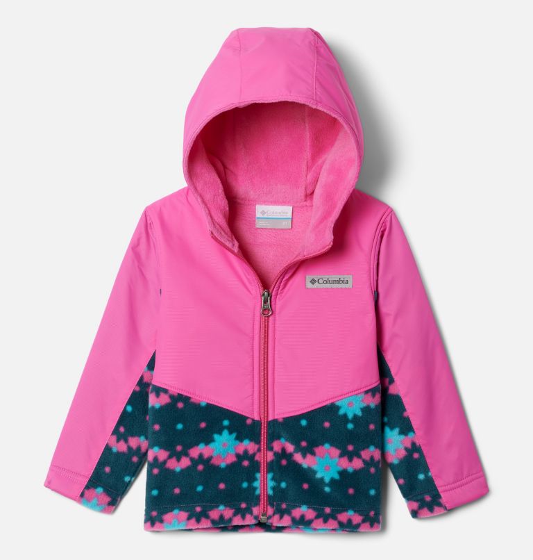 Toddler Steens Mt Overlay Hoodie, Color: Night Wave Daisy Dot, Pink Ice, image 1