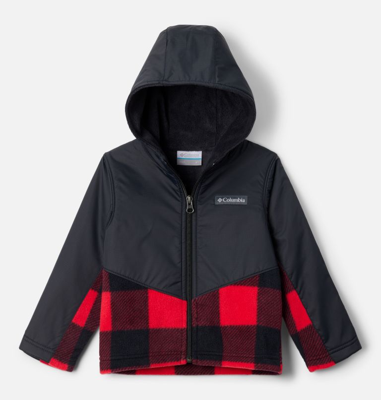 Toddler Steens Mt Overlay Hoodie, Color: Mountain Red Check, Black, image 1
