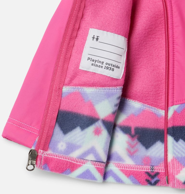 Thumbnail: Kids' Infant Steens Mountain Overlay Hooded Jacket, Color: White Checkpoint, Pink Ice, image 3