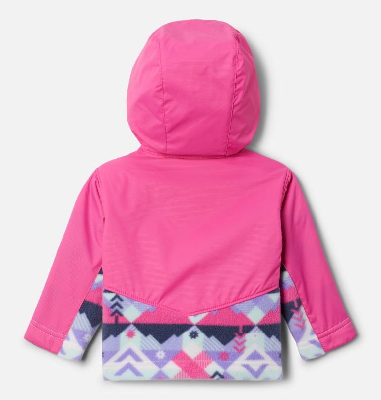 Kids' Infant Steens Mountain Overlay Hooded Jacket, Color: White Checkpoint, Pink Ice, image 2
