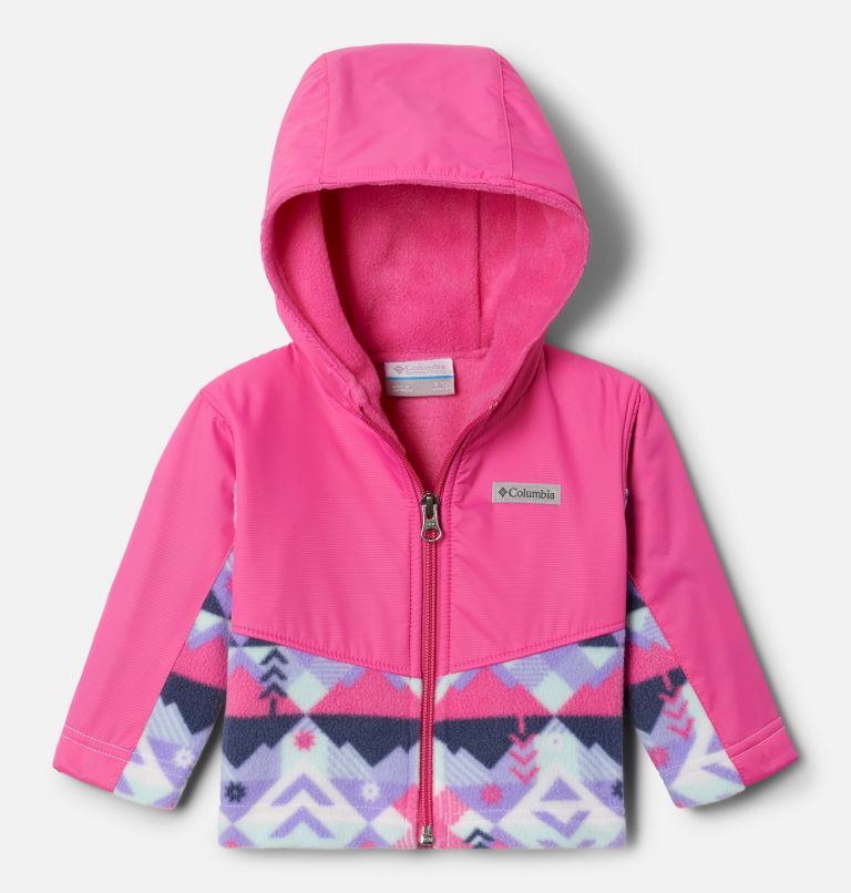 Kids' Infant Steens Mountain Overlay Hooded Jacket, Color: White Checkpoint, Pink Ice, image 1
