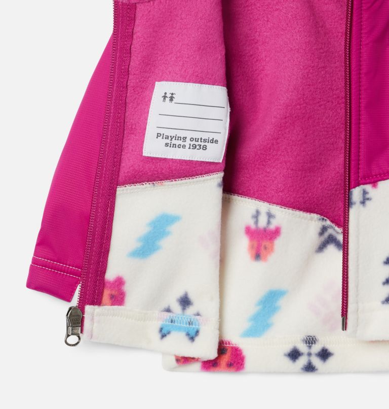 Kids' Infant Steens Mountain Overlay Hooded Jacket, Color: Chalk Woodlands, Wild Fuchsia, image 3