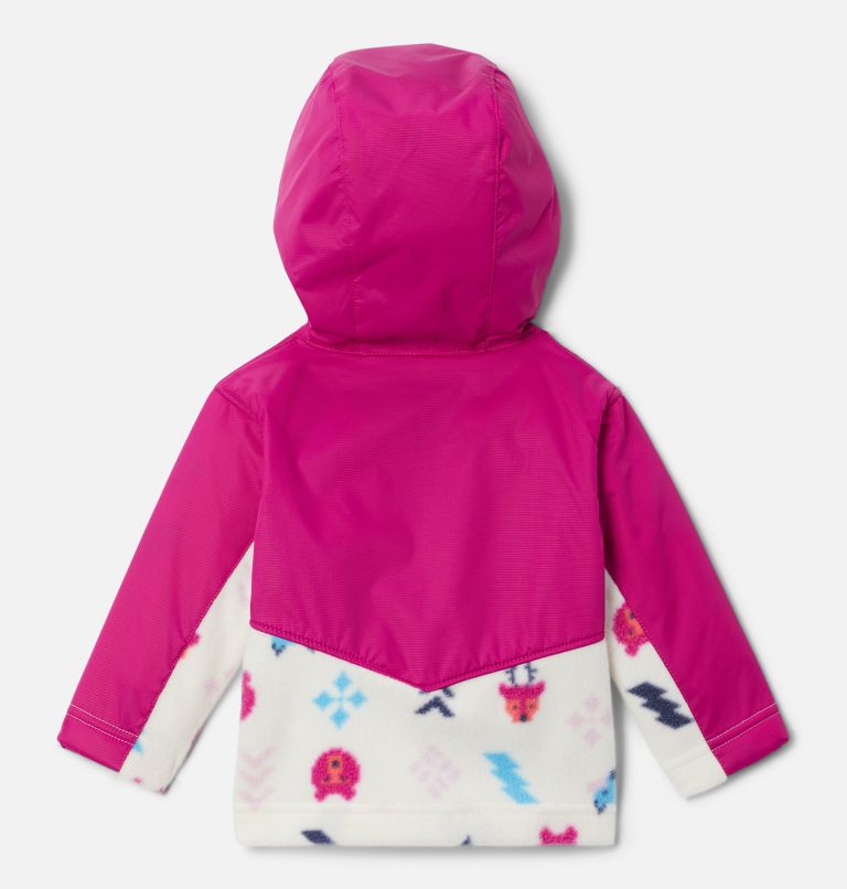 Kids' Infant Steens Mountain Overlay Hooded Jacket, Color: Chalk Woodlands, Wild Fuchsia, image 2