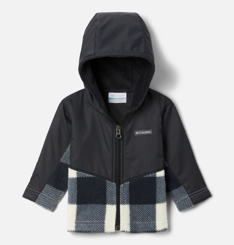 Thumbnail: Kids' Infant Steens Mountain Overlay Hooded Jacket, Color: Chalk Check, Black, image 1