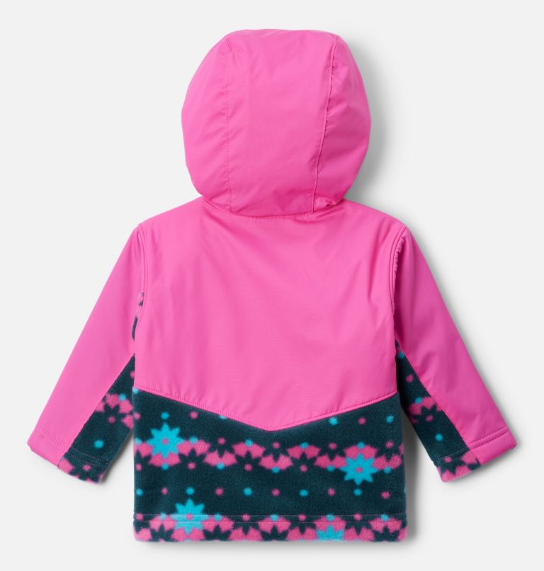 Kids' Infant Steens Mountain Overlay Hooded Jacket, Color: Night Wave Daisy Dot, Pink Ice, image 2