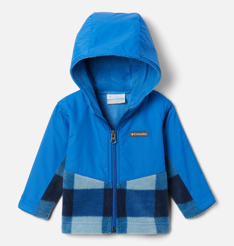 Kids' Infant Steens Mountain Overlay Hooded Jacket, Color: Bright Indigo Check Multi, Bright Indigo, image 1