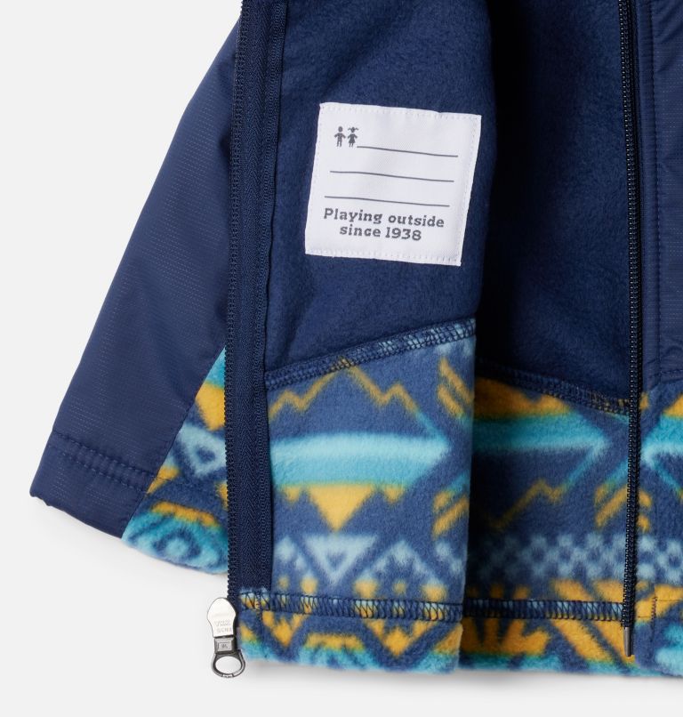 Kids' Infant Steens Mountain Overlay Hooded Jacket, Color: Dark Mountain Checkered Peaks, Coll Navy, image 3
