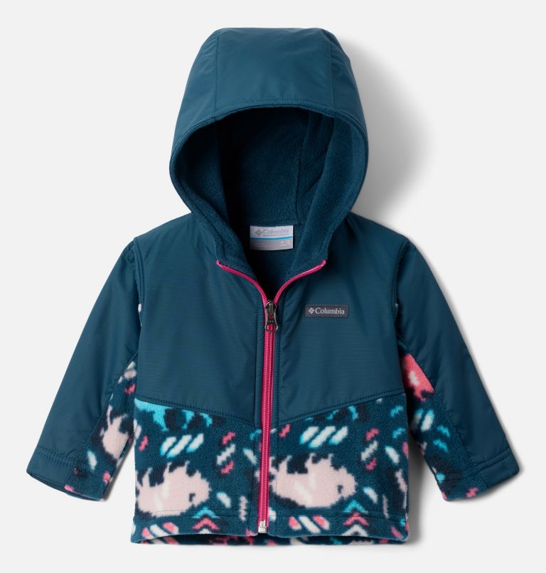 Kids' Infant Steens Mountain Overlay Hooded Jacket, Color: Camellia Rose Buffaloroam, Night Wave, image 1