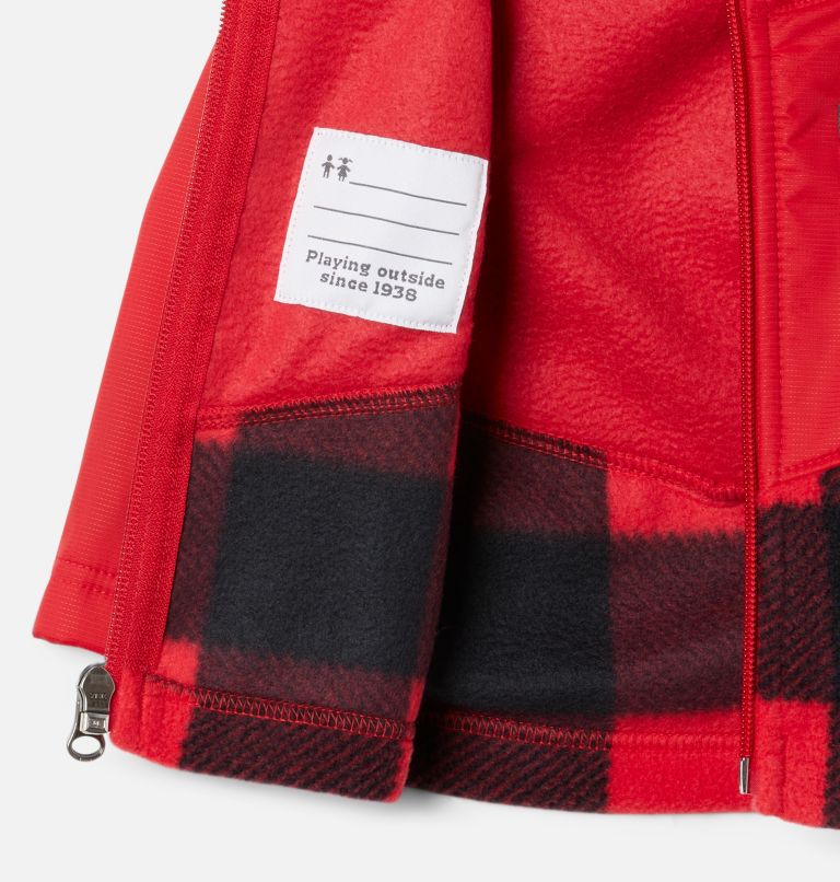 Thumbnail: Kids' Infant Steens Mountain Overlay Hooded Jacket, Color: Mountain Red Check, Mountain Red, image 3