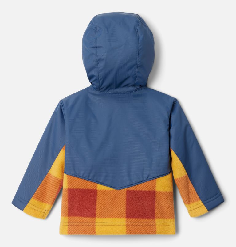 Kids' Infant Steens Mountain Overlay Hooded Jacket, Color: Raw Honey Check, Dark Mountain, image 2