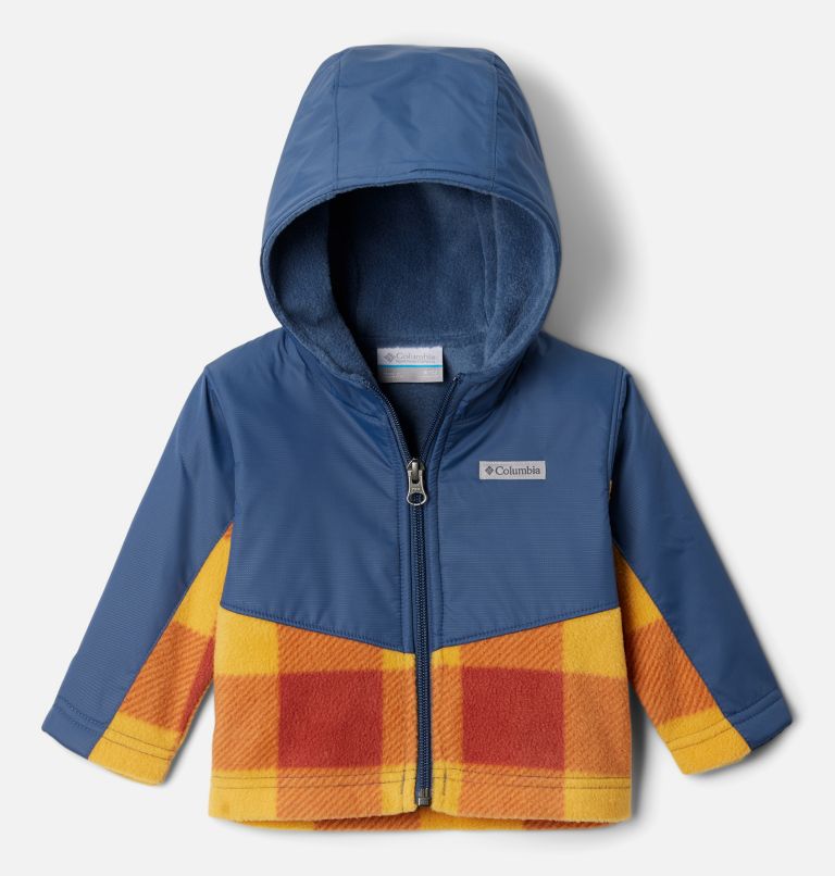 Thumbnail: Kids' Infant Steens Mountain Overlay Hooded Jacket, Color: Raw Honey Check, Dark Mountain, image 1