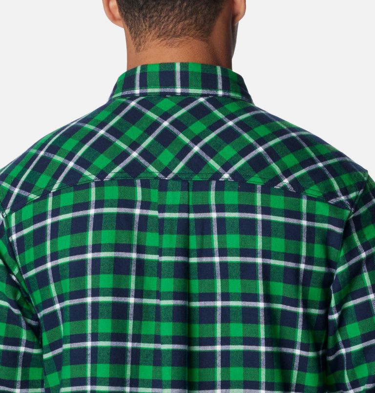 Thumbnail: Men's Collegiate Flare Gun Flannel Long Sleeve Shirt - Notre Dame, Color: ND - Fuse Green Plaid, image 5