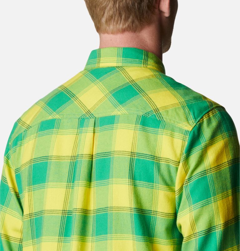 Men's Collegiate Flare Gun Flannel Long Sleeve Shirt - Oregon, Color: UO - Fuse Green Plaid, image 5