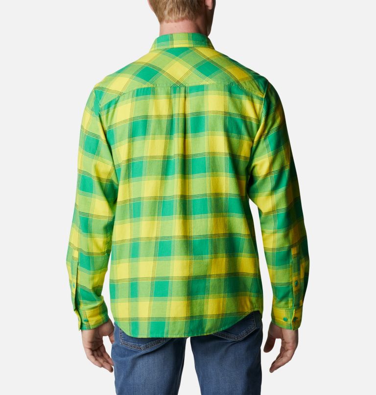 Thumbnail: Men's Collegiate Flare Gun Flannel Long Sleeve Shirt - Oregon, Color: UO - Fuse Green Plaid, image 2