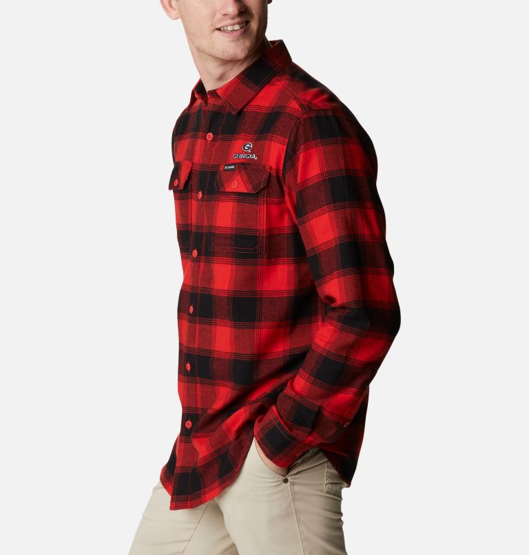 Thumbnail: Men's Collegiate Flare Gun Flannel Long Sleeve Shirt - Georgia, Color: UGA - Bright Red Plaid, image 3