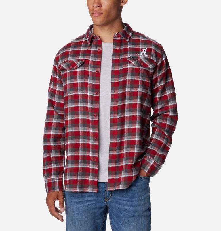 Columbia Men's Collegiate Flare Gun Flannel Long Sleeve Shirt - Tennessee - S - OrangePlaid