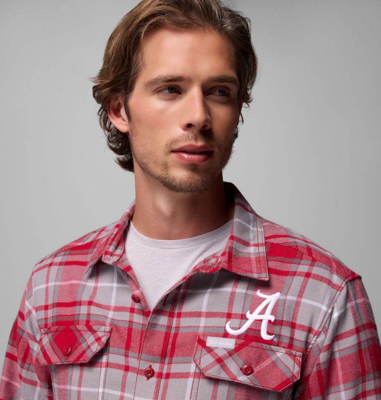 Men's Collegiate Flare Gun Flannel Long Sleeve Shirt - Alabama, Color: ALA - Red Velvet Tartan, image 6