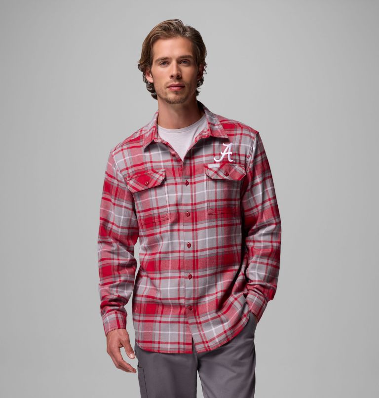 Men's Collegiate Flare Gun Flannel Long Sleeve Shirt - Alabama, Color: ALA - Red Velvet Tartan, image 1