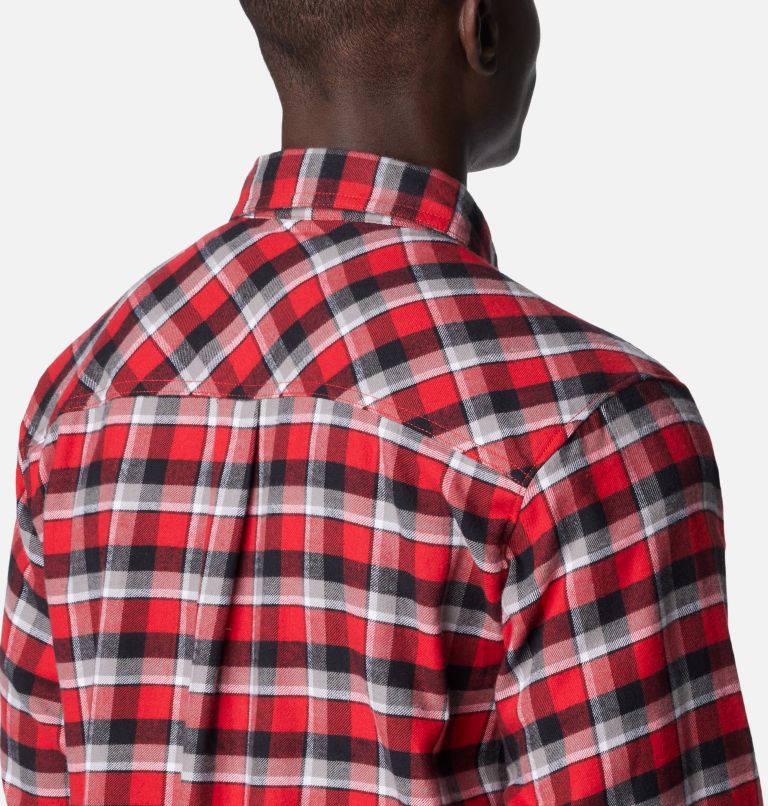Men's Collegiate Flare Gun Flannel Long Sleeve Shirt - Wisconsin, Color: WIS - Intense Red Plaid, image 5