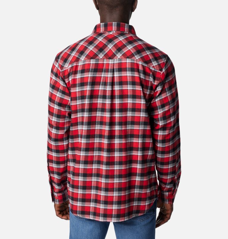 Men's Collegiate Flare Gun Flannel Long Sleeve Shirt - Wisconsin, Color: WIS - Intense Red Plaid, image 2