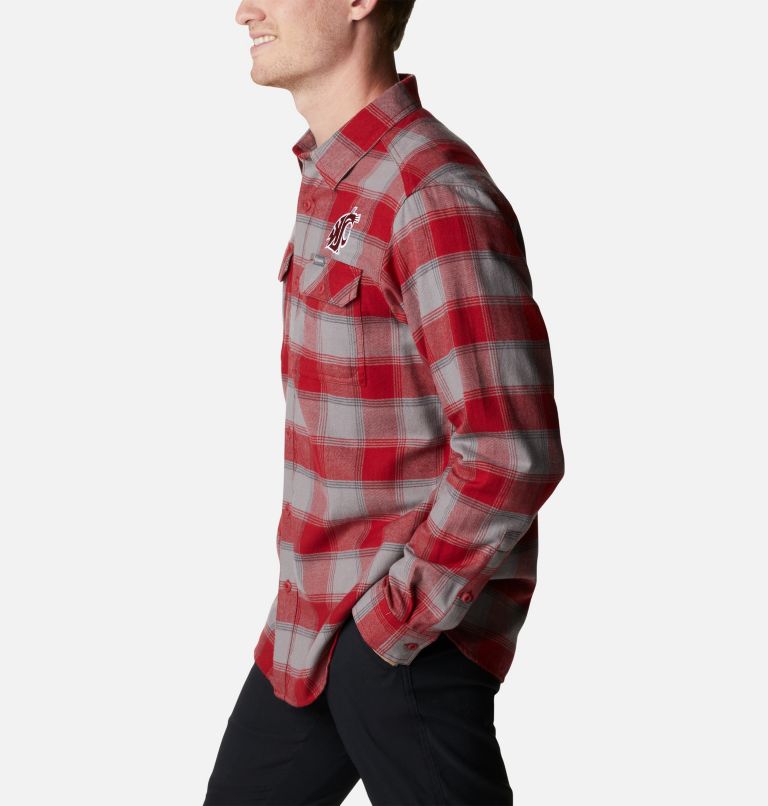Thumbnail: Men's Collegiate Flare Gun Flannel Long Sleeve Shirt - Washington State, Color: WAZ - Red Velvet Plaid, image 3
