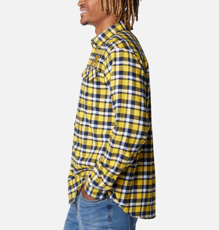 Men's Collegiate Flare Gun Flannel Long Sleeve Shirt - Michigan, Color: UM - Yellow Plaid, image 3