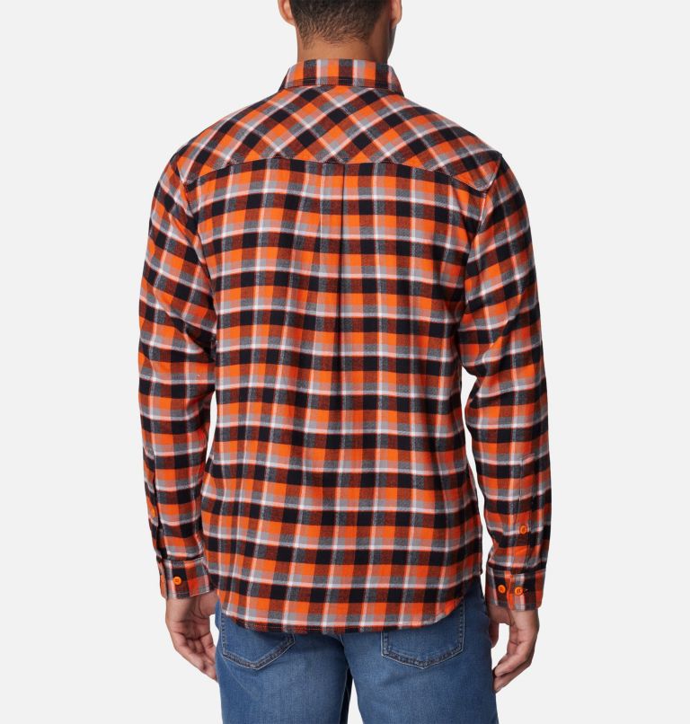 Men's Collegiate Flare Gun Flannel Long Sleeve Shirt - Oregon State, Color: OSU - Tangy Orange Plaid, image 2