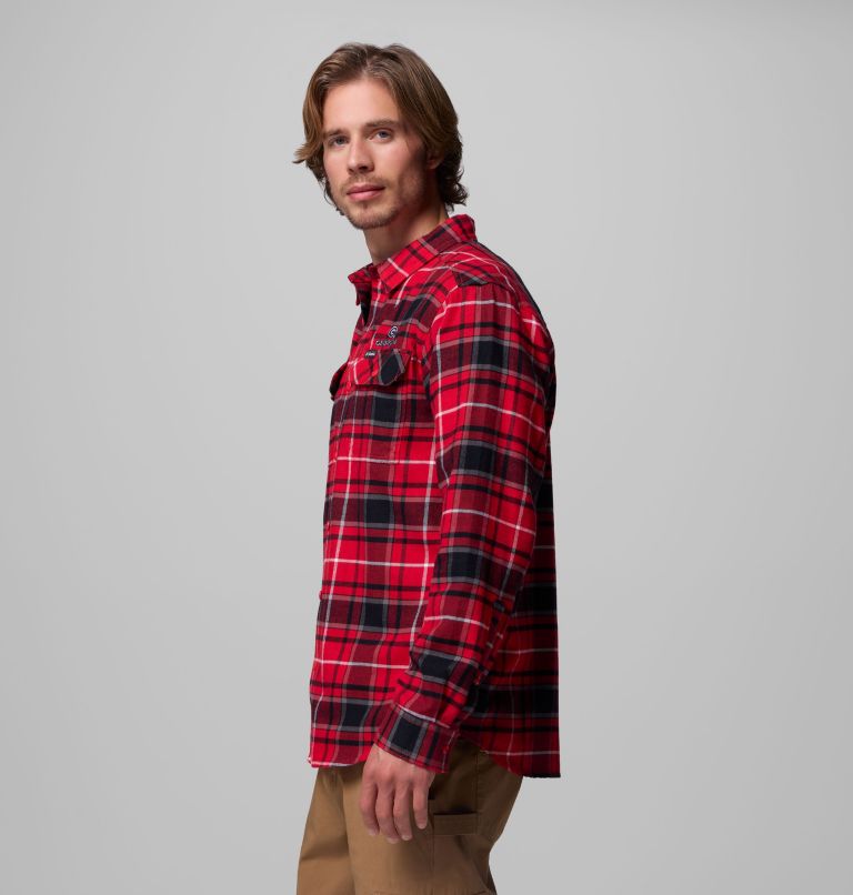 CLG Flare Gun Flannel LS Shirt, Color: UGA - Bright Red Tartan, image 4