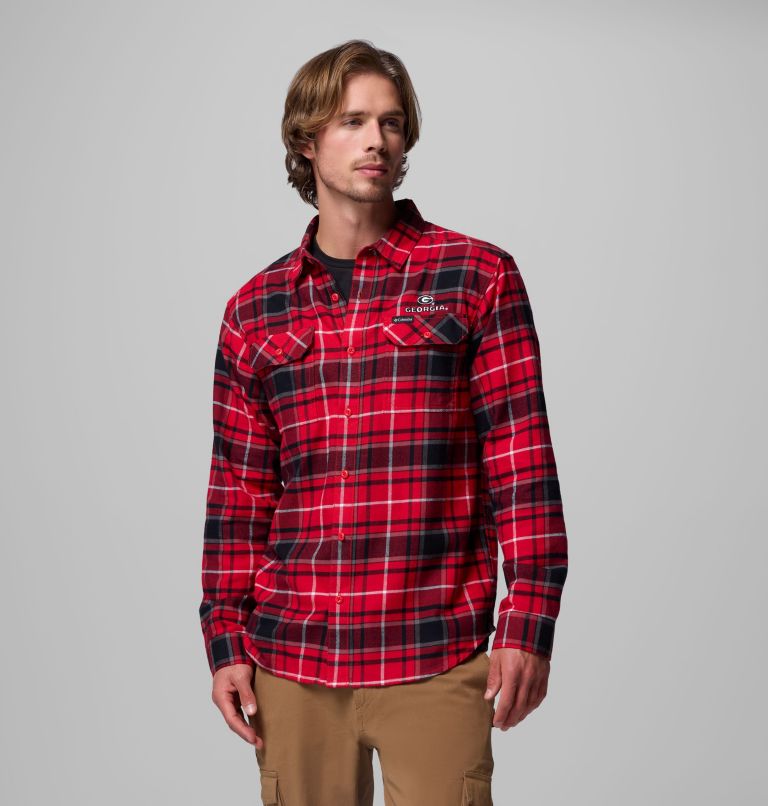 CLG Flare Gun Flannel LS Shirt, Color: UGA - Bright Red Tartan, image 1