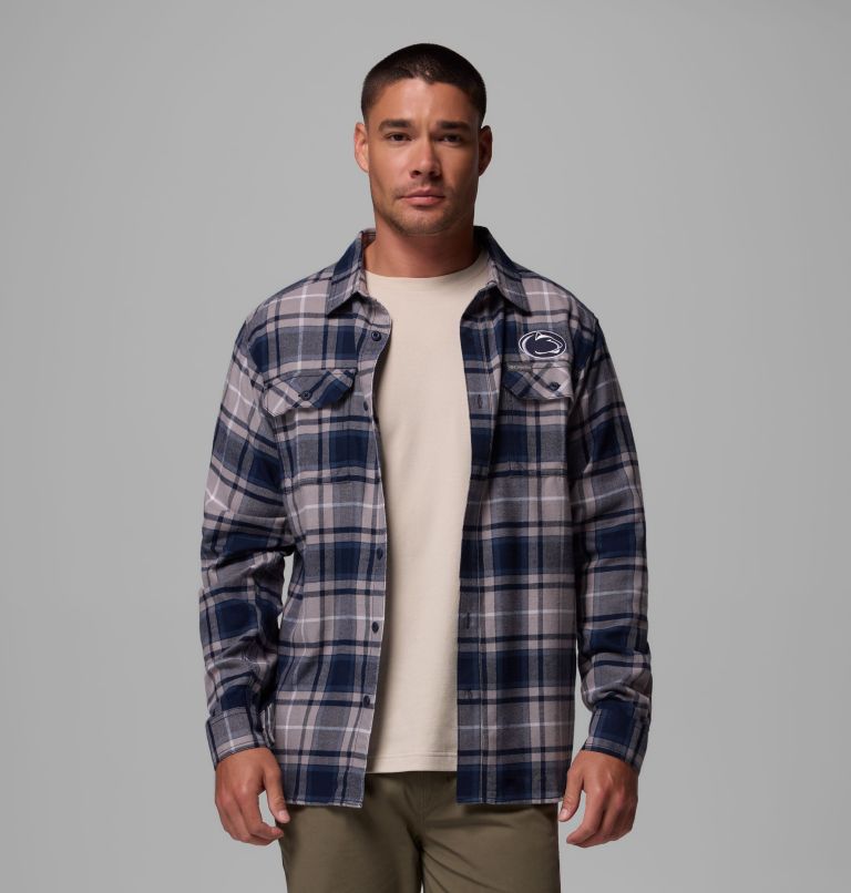 CLG Flare Gun Flannel LS Shirt, Color: PSU - Collegiate Navy Tartan, image 5