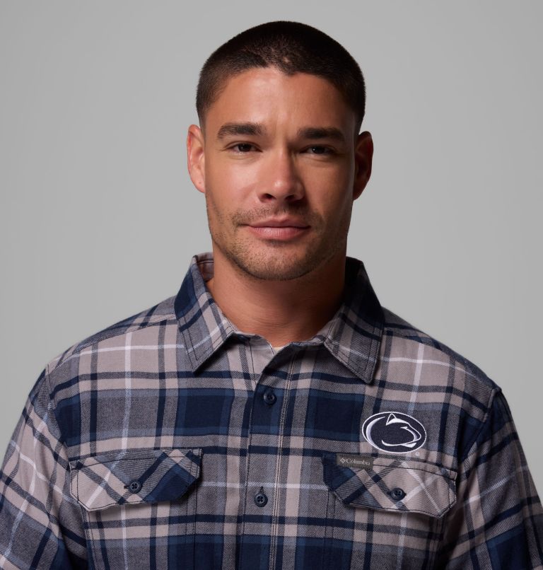 CLG Flare Gun Flannel LS Shirt, Color: PSU - Collegiate Navy Tartan, image 6