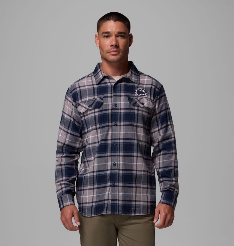 CLG Flare Gun Flannel LS Shirt, Color: PSU - Collegiate Navy Tartan, image 1