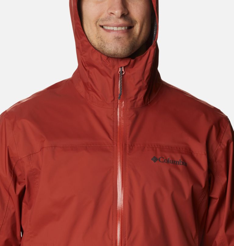 Thumbnail: Men's EvaPOURation Rain Jacket, Color: Warp Red, image 4
