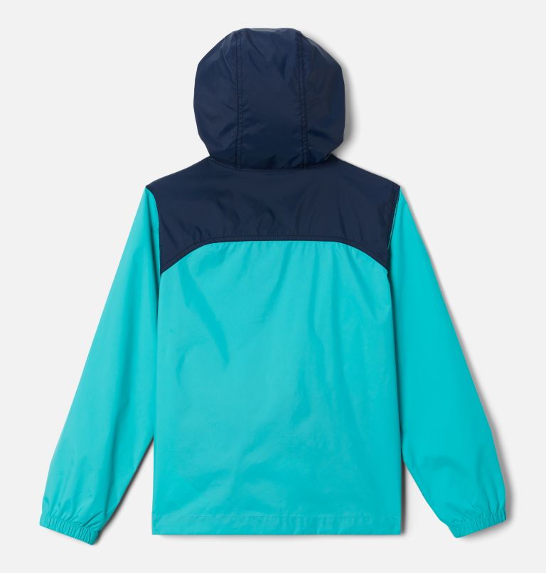 Boys’ Glennaker Rain Jacket, Color: Bright Aqua, Collegiate Navy, image 2