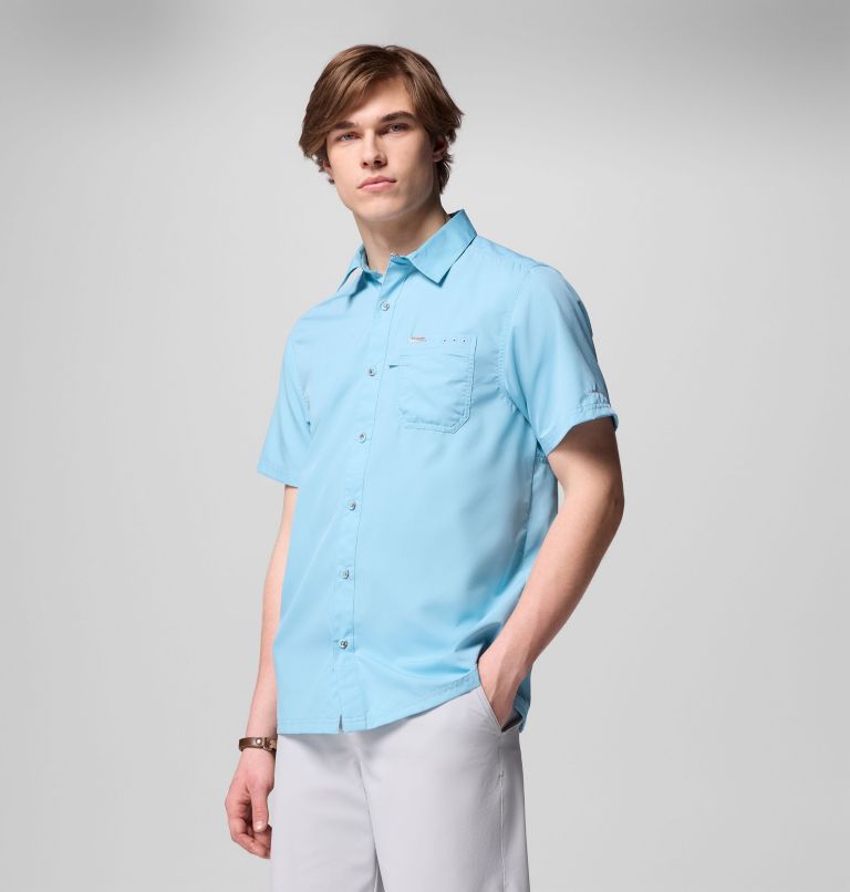 Men’s PFG Slack Tide Camp Shirt, Color: Vintage Blue, image 4