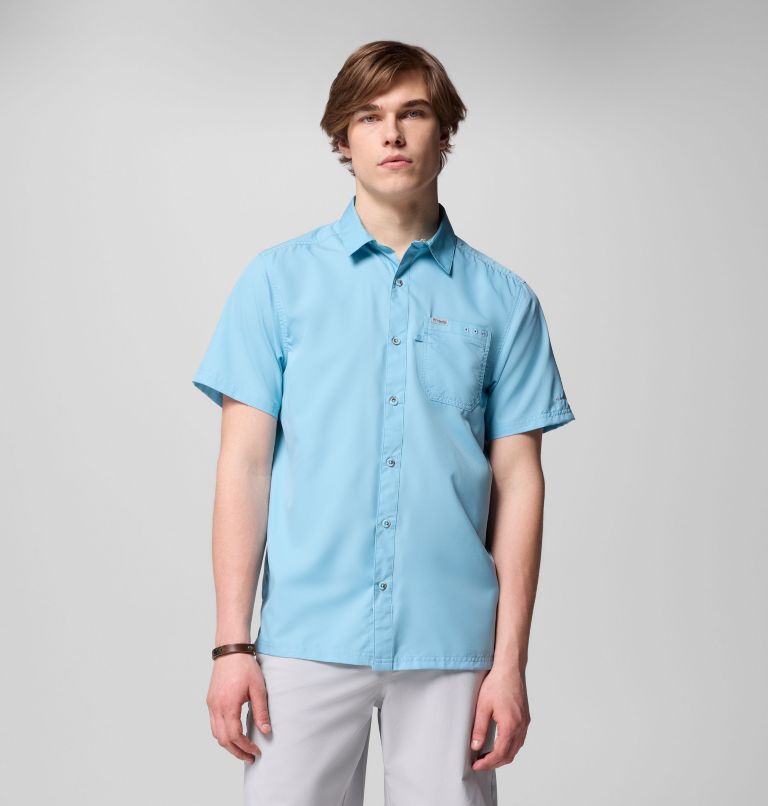 Men’s PFG Slack Tide Camp Shirt, Color: Vintage Blue, image 1
