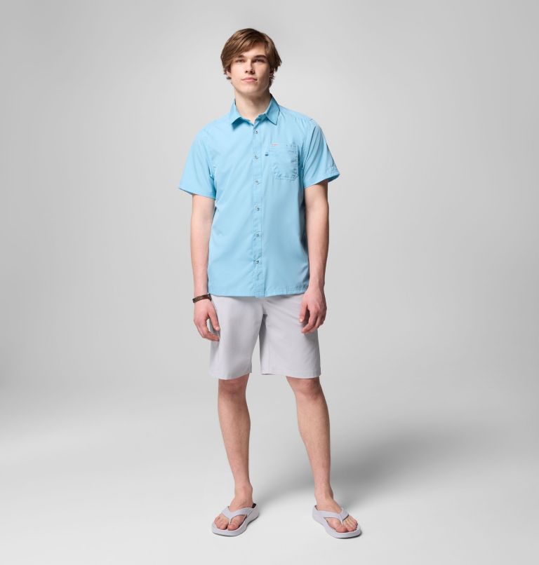 Men’s PFG Slack Tide Camp Shirt, Color: Vintage Blue, image 2