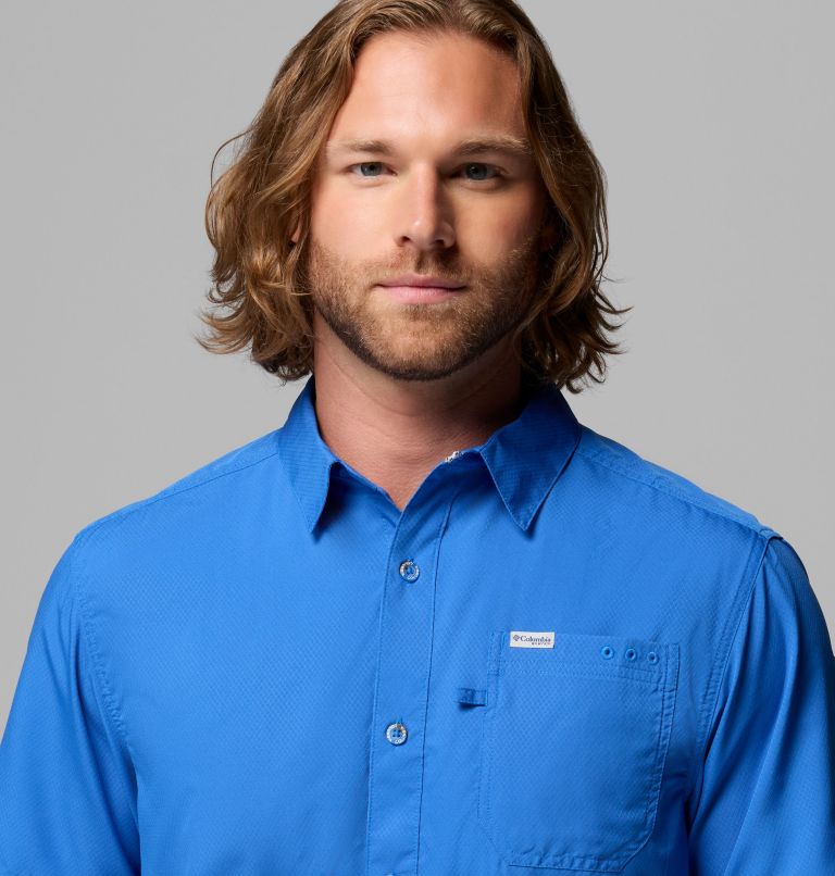Men’s PFG Slack Tide Camp Shirt, Color: Vivid Blue, image 5