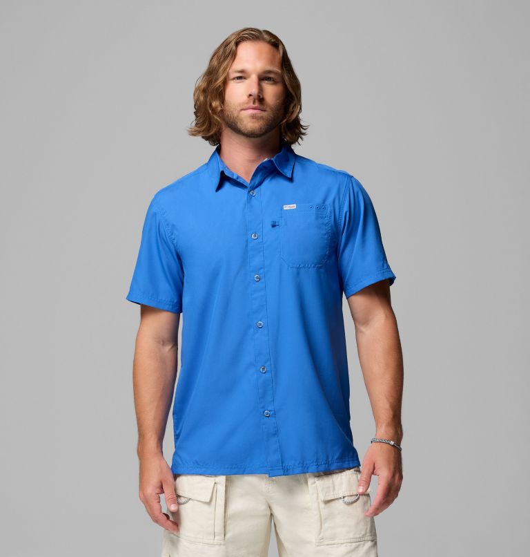 Men’s PFG Slack Tide Camp Shirt, Color: Vivid Blue, image 1