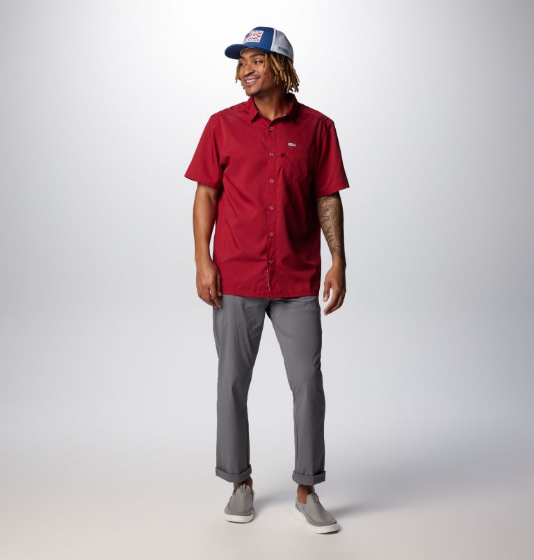 Men’s PFG Slack Tide Camp Shirt, Color: Beet, image 3