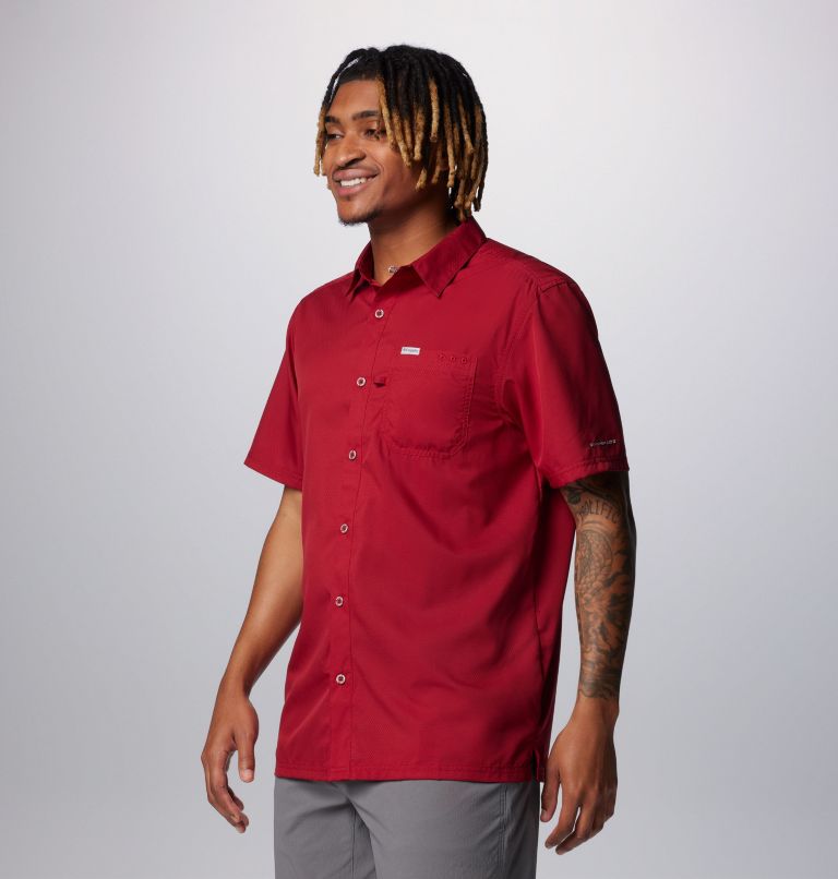 Men’s PFG Slack Tide Camp Shirt, Color: Beet, image 4
