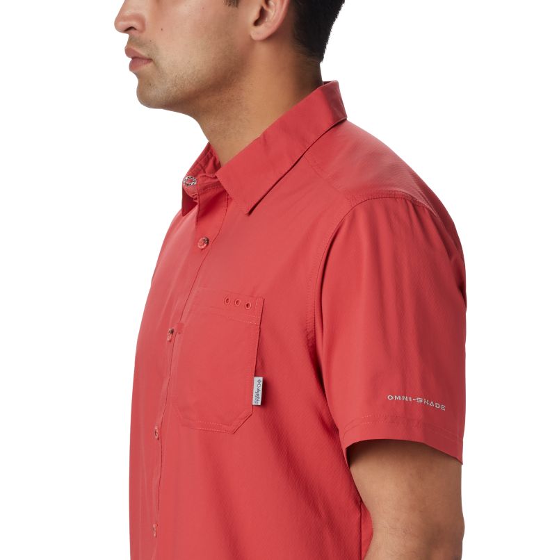 Thumbnail: Men's PFG Slack Tide Camp Shirt - Tall, Color: Sunset Red, image 3