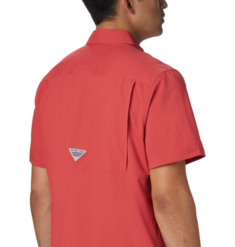 Thumbnail: Men's PFG Slack Tide Camp Shirt, Color: Sunset Red, image 5