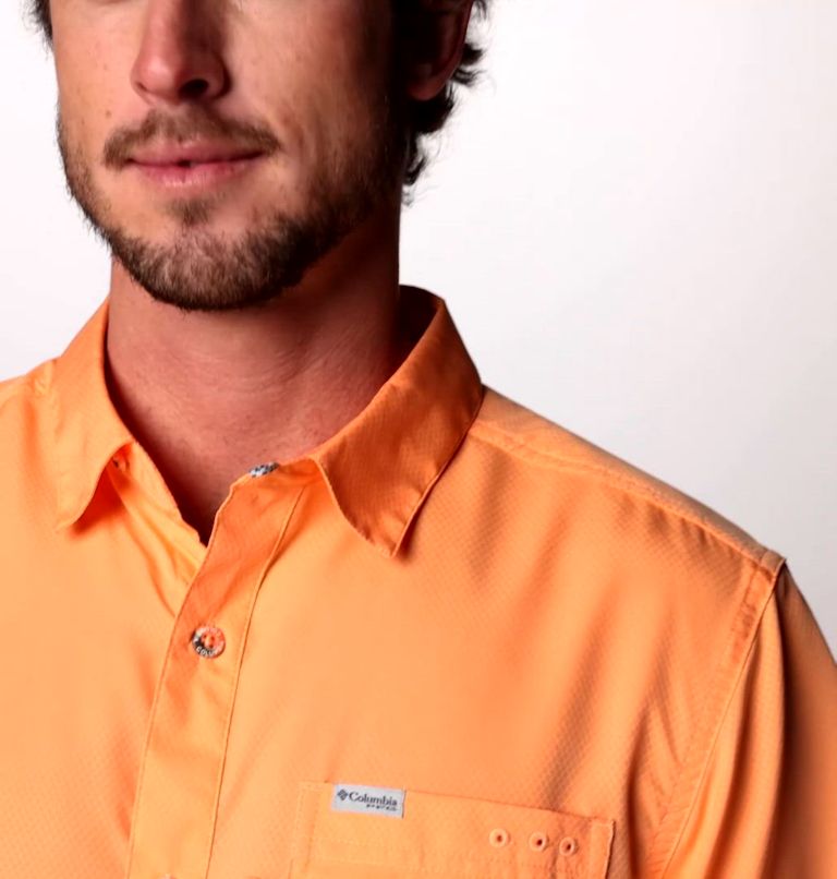 Men’s PFG Slack Tide Camp Shirt, Color: Bright Nectar