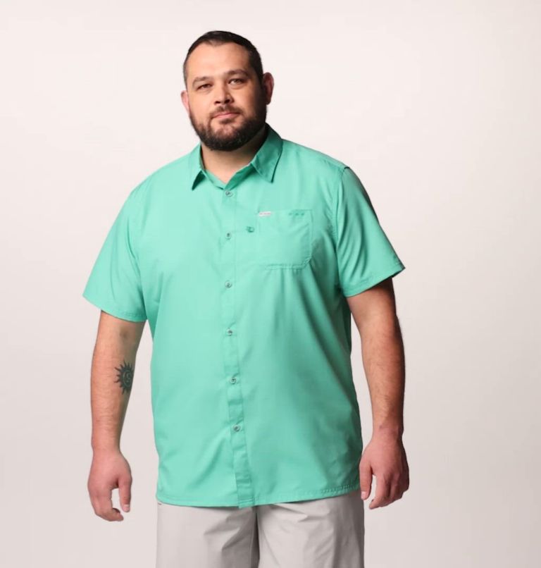 Men’s PFG Slack Tide Camp Shirt - Big, Color: Glaze Green