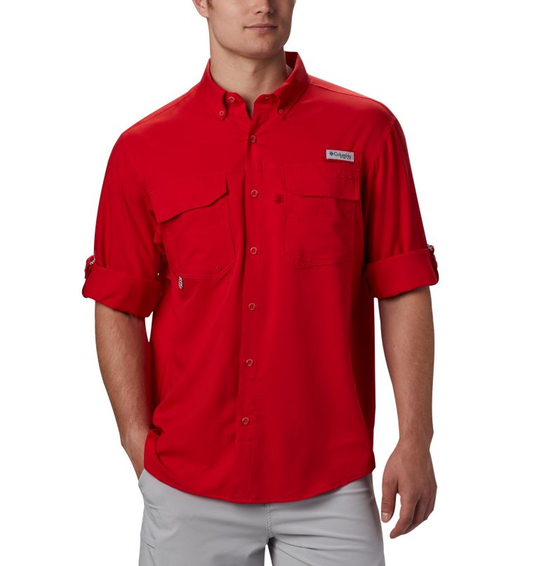 Men’s PFG Blood and Guts III Long Sleeve Woven Shirt, Color: Red Spark, image 3