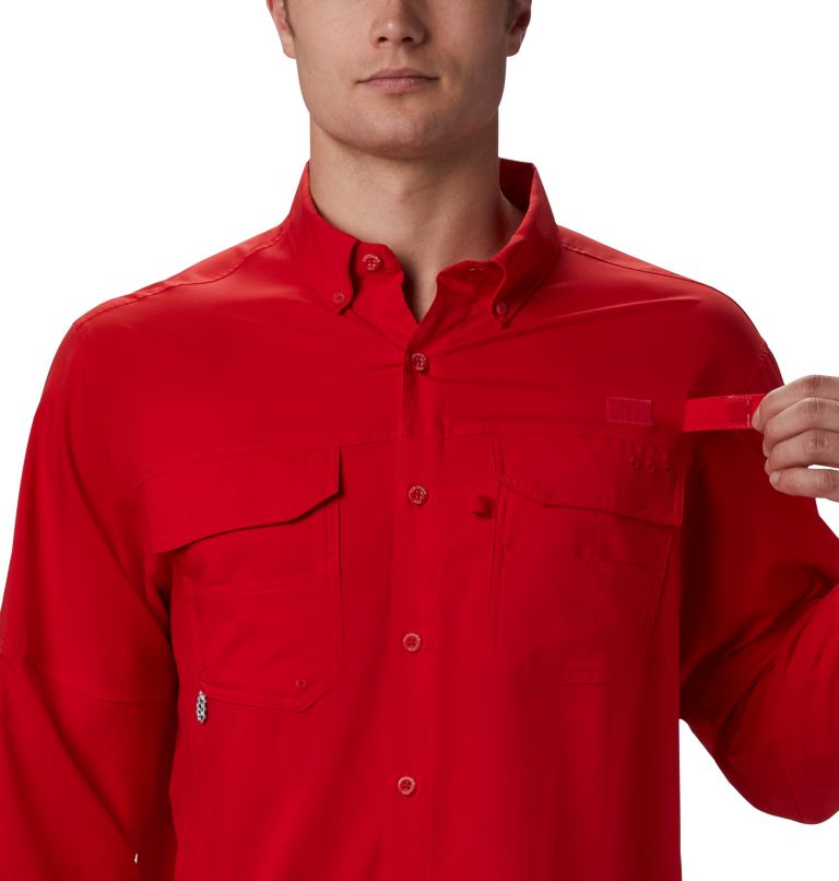 Men’s PFG Blood and Guts III Long Sleeve Woven Shirt, Color: Red Spark, image 5