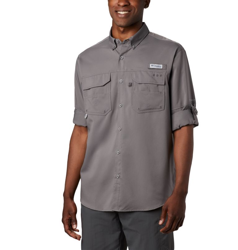 Men’s PFG Blood and Guts III Long Sleeve Woven Shirt - Big, Color: City Grey, image 3
